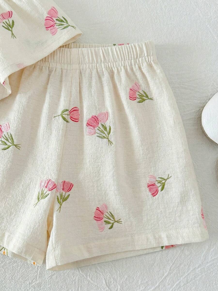 Plaid Bow Decor Outfit Set For Baby Girls Cute Ruffle Hem Summer Wear