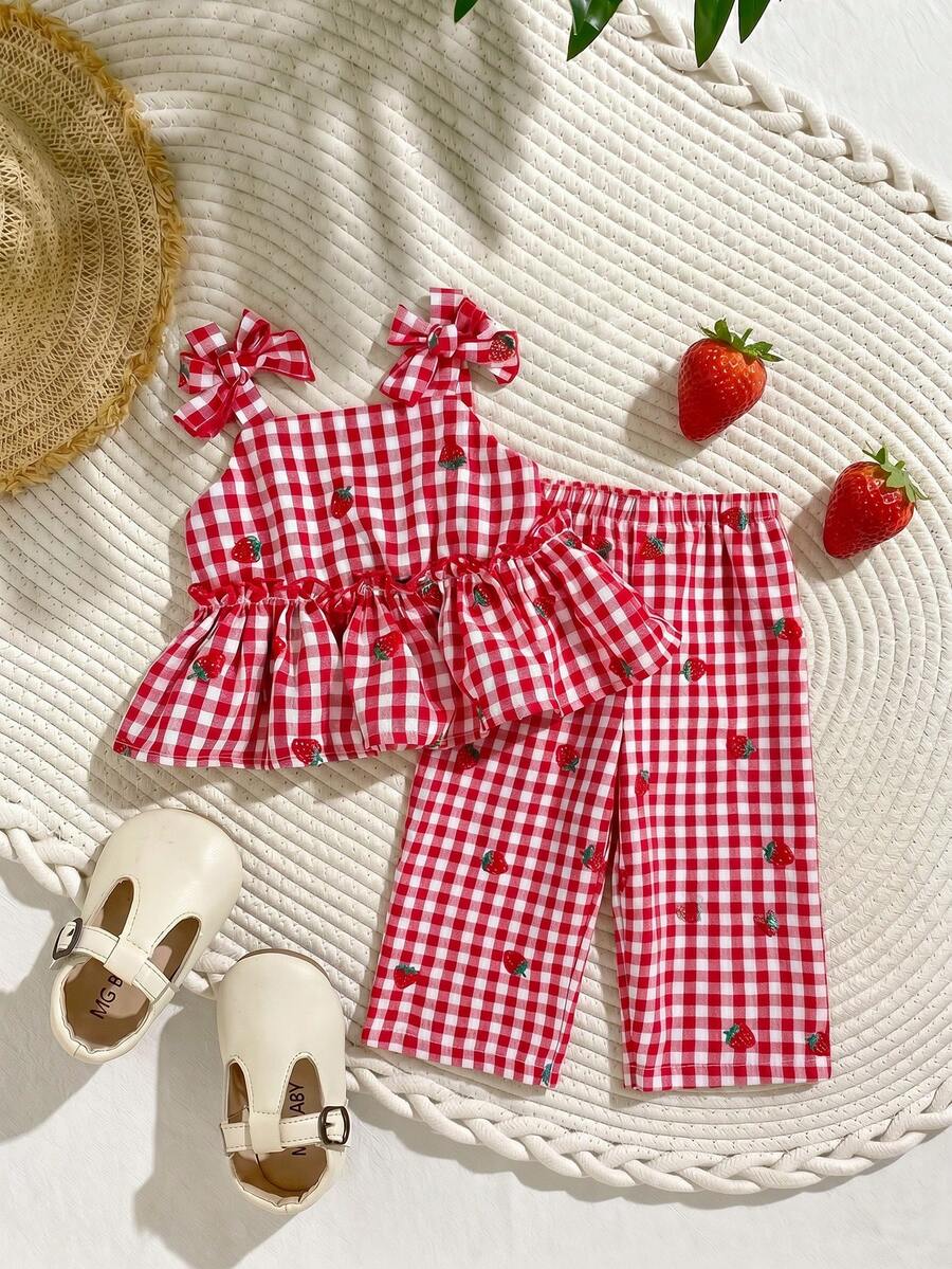 Fashion Striped Camisole Set For Baby Girls Casual Everyday Summer Clothing
