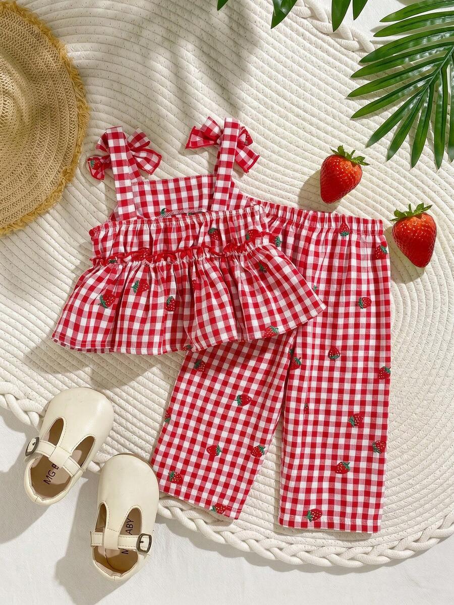 Fashion Striped Camisole Set For Baby Girls Casual Everyday Summer Clothing