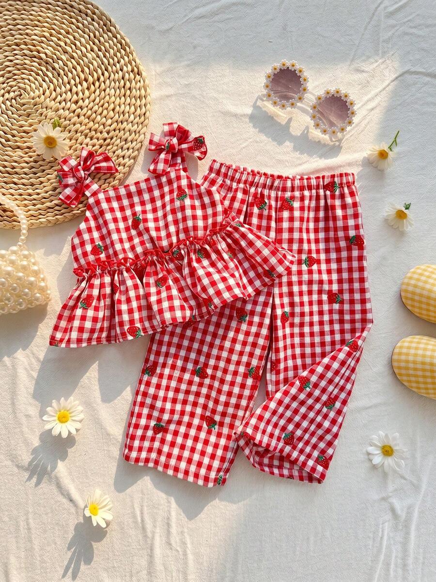 Fashion Striped Camisole Set For Baby Girls Casual Everyday Summer Clothing