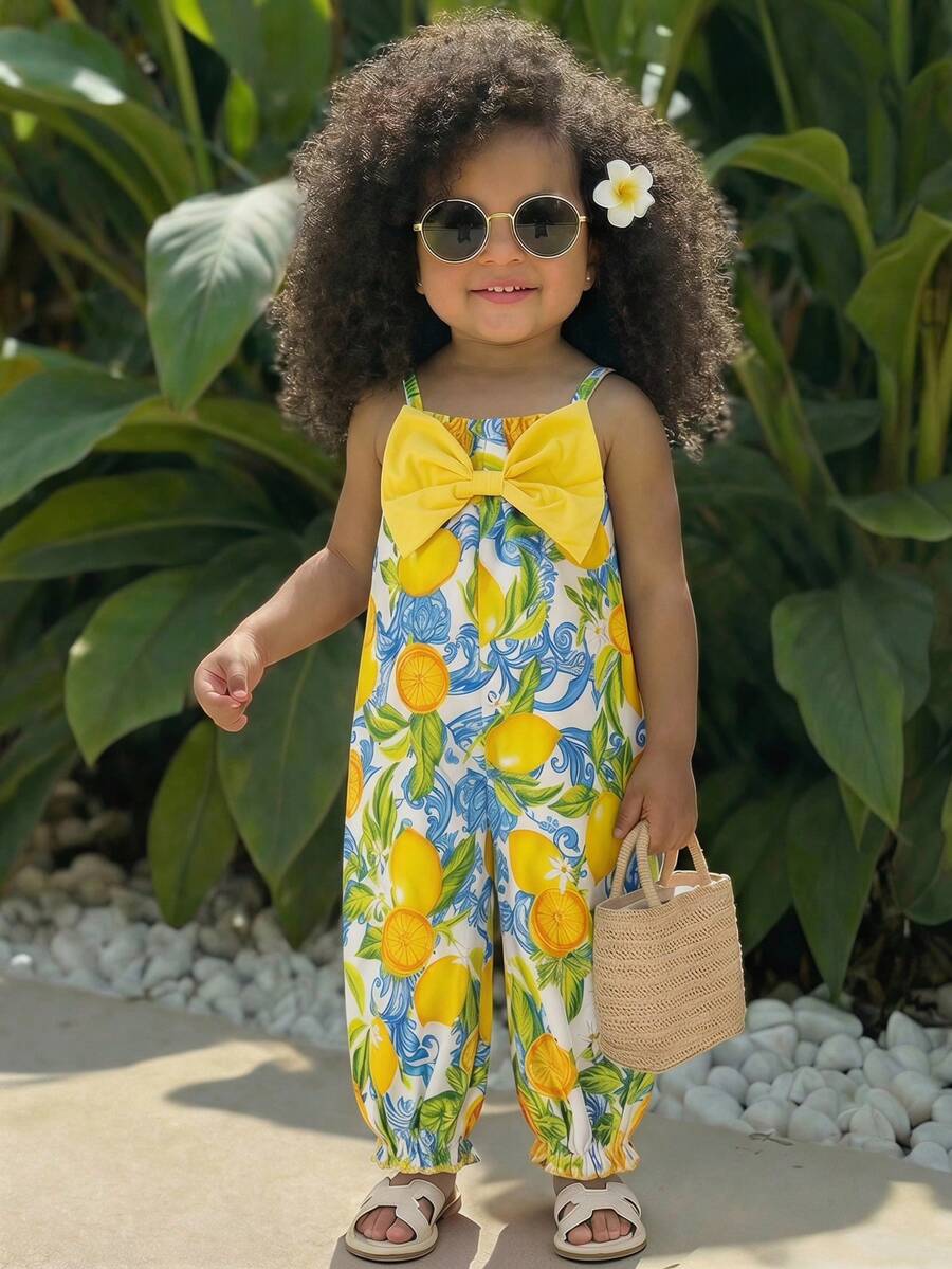 Baby Girl Casual Spaghetti Strap Jumpsuit Cute Sleeveless Summer Vacation Outfit For Newborn Infant Toddler Girls