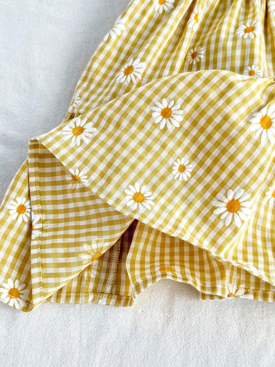 Newborn Girls Floral And Plaid Summer Dress Cute Lightweight Vacation Outfit
