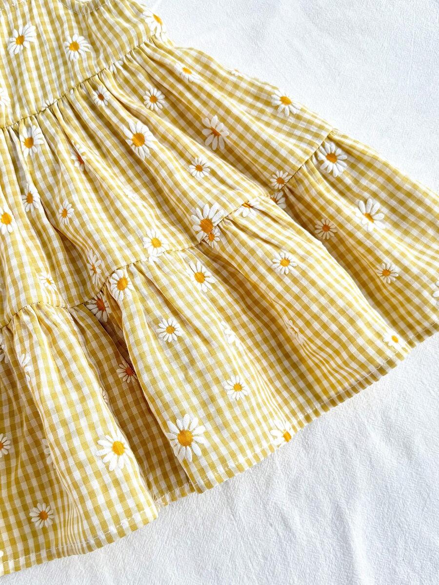 Newborn Girls Floral And Plaid Summer Dress Cute Lightweight Vacation Outfit