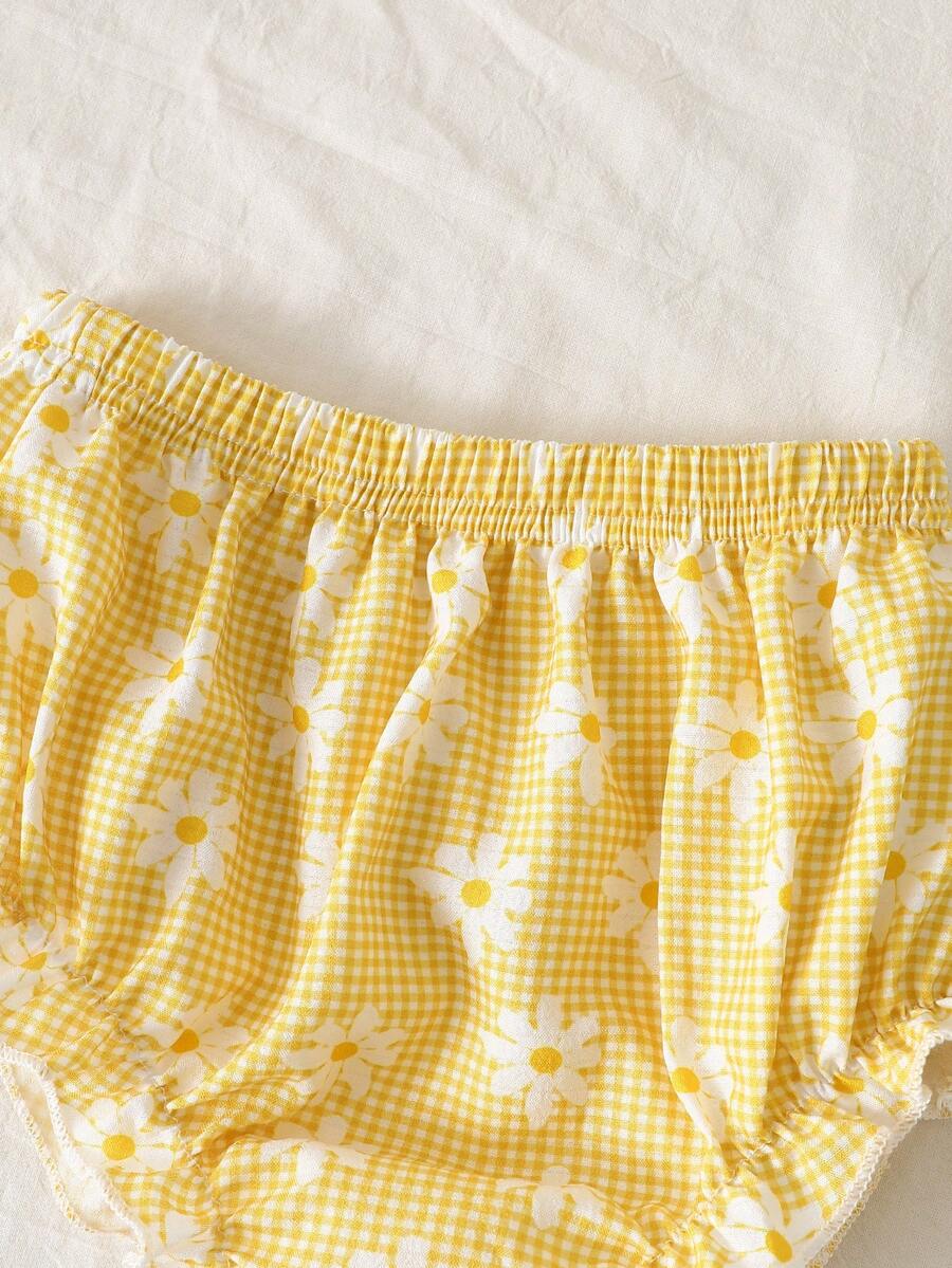 2PCS Baby Strawberry Embroidered Strap Top and Shorts Set for Cute Summer Vacations and Photoshoots