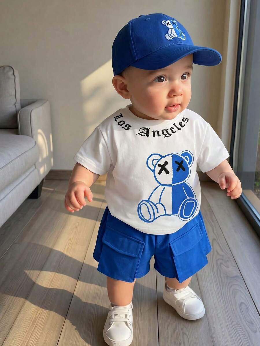Baby Boy Mothers Day Graphic Tee and Camo Shorts 2 Piece Casual Spring Summer Outfit Set