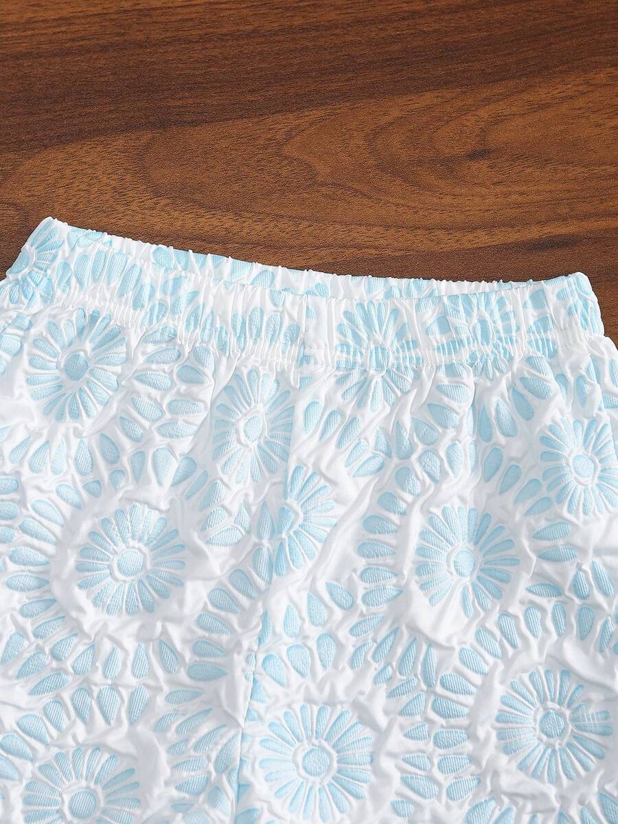 Cute Two Piece Floral Summer Clothing Set For Little Girls Elegant Style