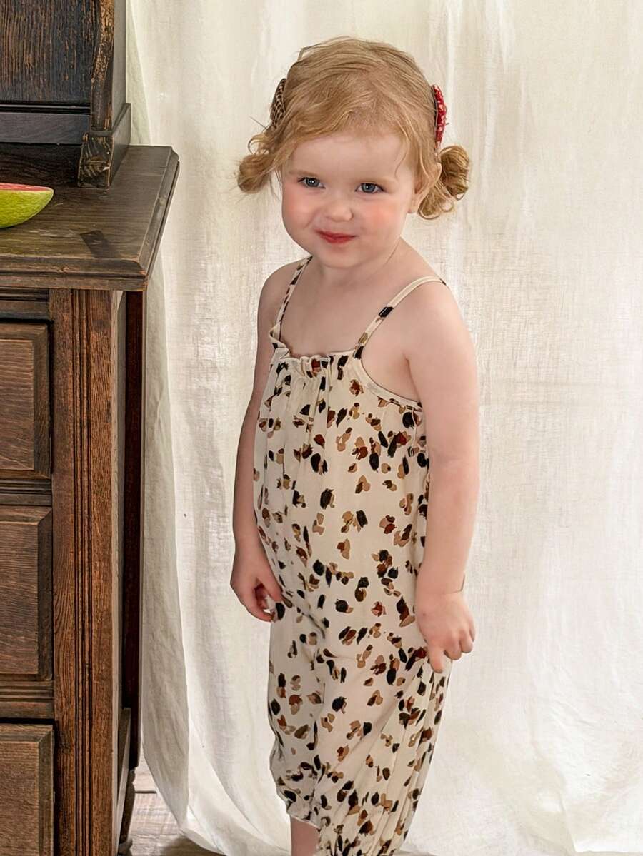 Baby Girl Casual Spaghetti Strap Jumpsuit Cute Sleeveless Summer Vacation Outfit For Newborn Infant Toddler Girls