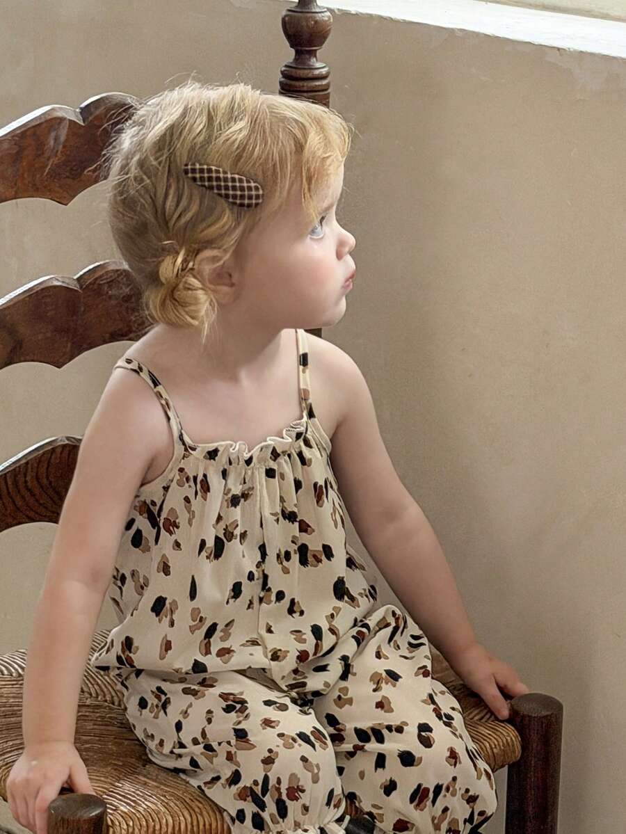 Baby Girl Casual Spaghetti Strap Jumpsuit Cute Sleeveless Summer Vacation Outfit For Newborn Infant Toddler Girls