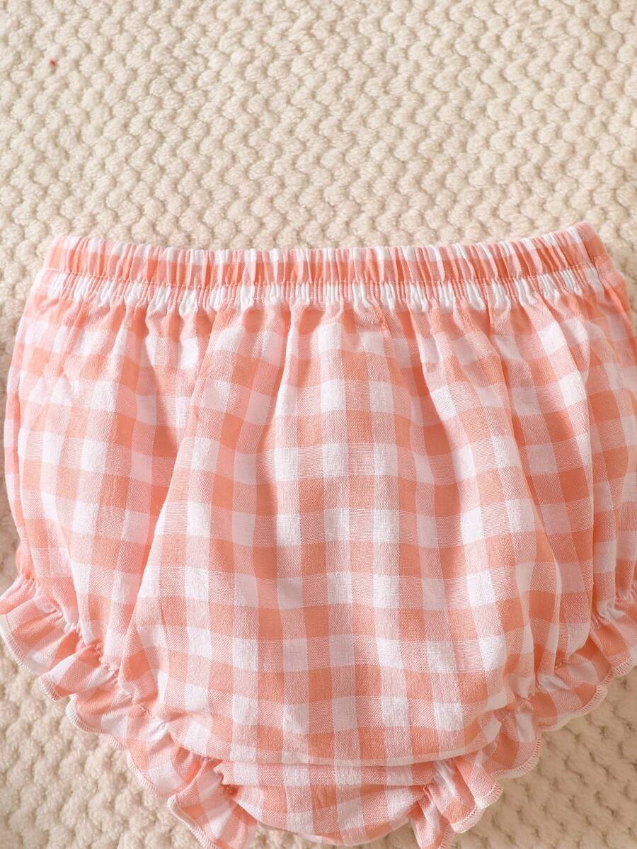 2PCS Baby Strawberry Embroidered Strap Top and Shorts Set for Cute Summer Vacations and Photoshoots