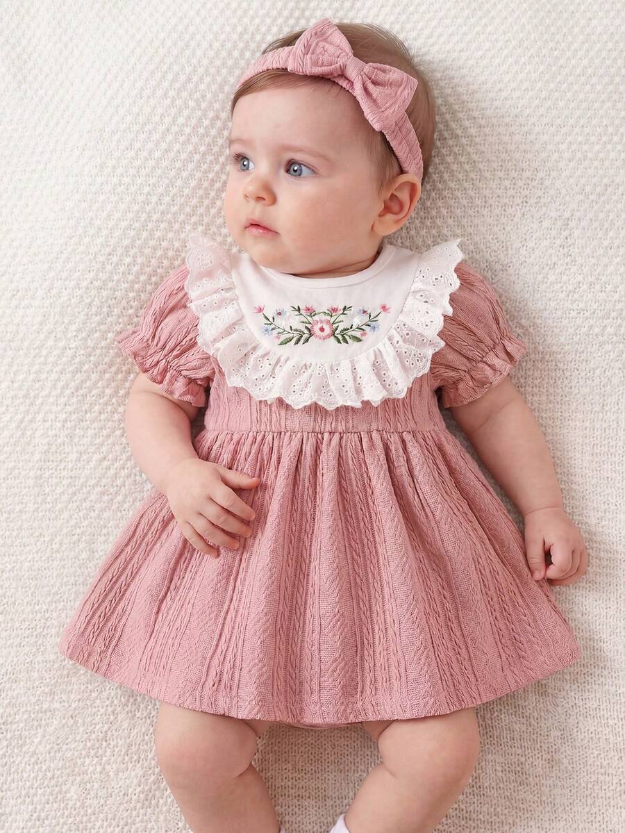 Baby Embroidered Puff Sleeve Dress for Cute Summer Outings and Photoshoots
