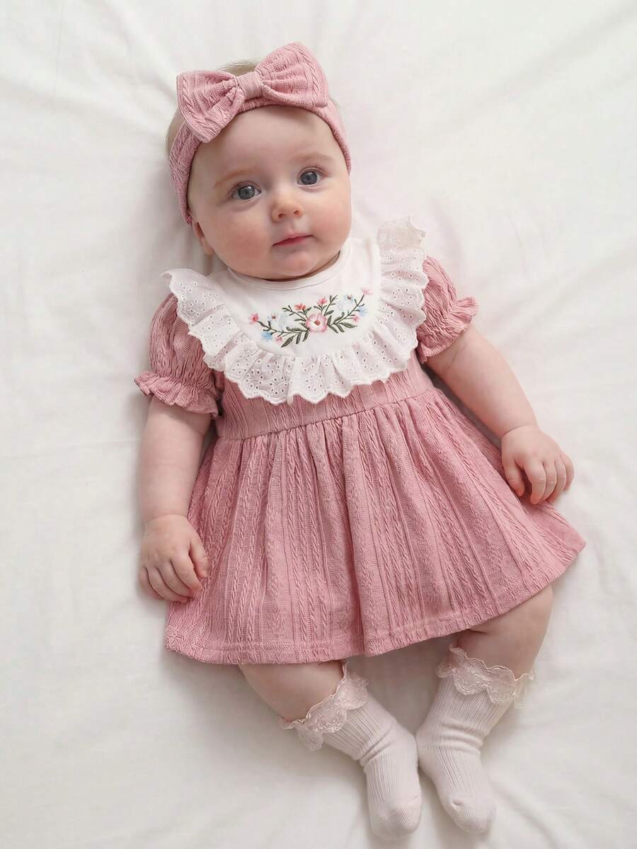 Baby Embroidered Puff Sleeve Dress for Cute Summer Outings and Photoshoots