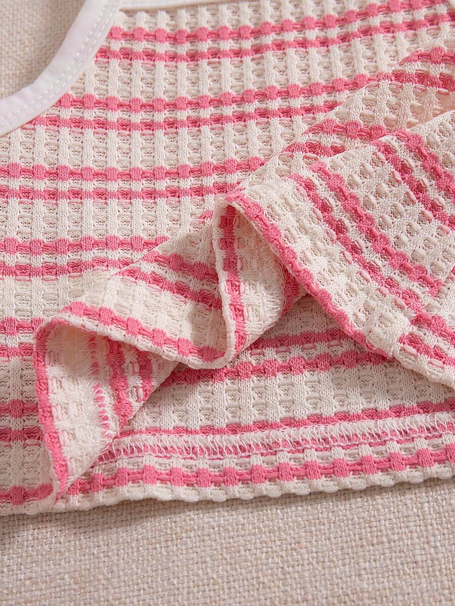Striped Knit Camisole And Shorts Set For Baby Girls Summer Vacation Wear