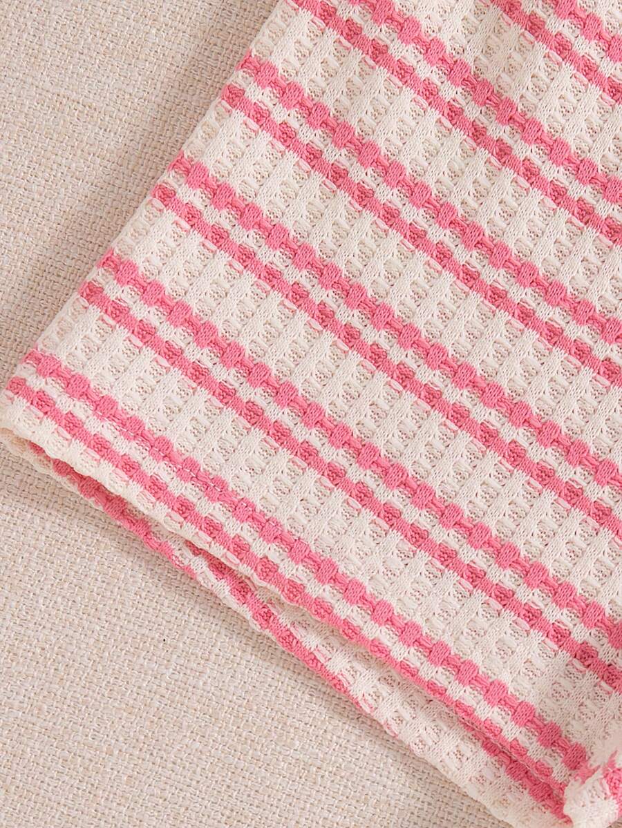 Striped Knit Camisole And Shorts Set For Baby Girls Summer Vacation Wear
