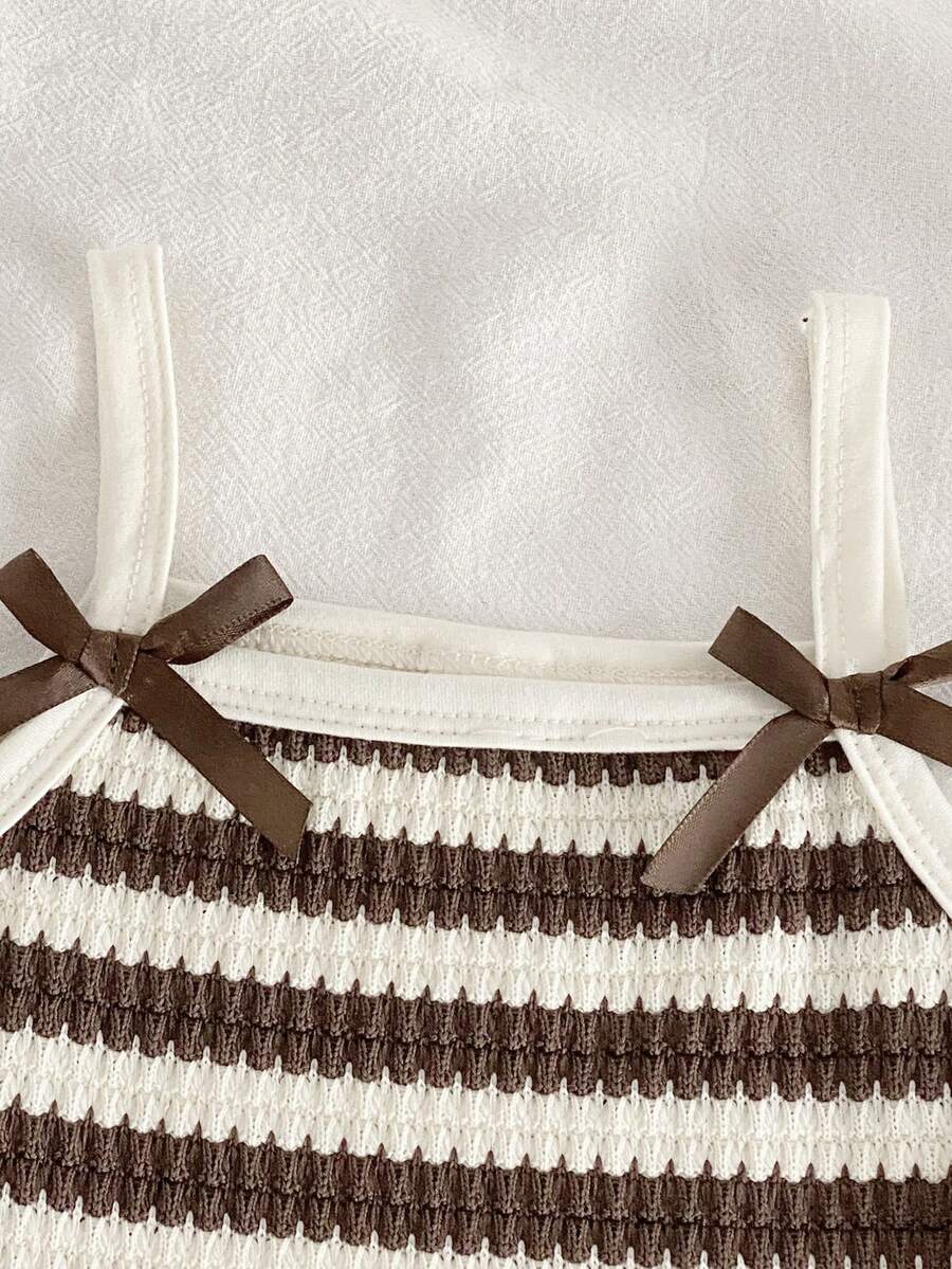 Delicate Strap Top And Solid Pants Set For Toddler Girls Casual Outfit