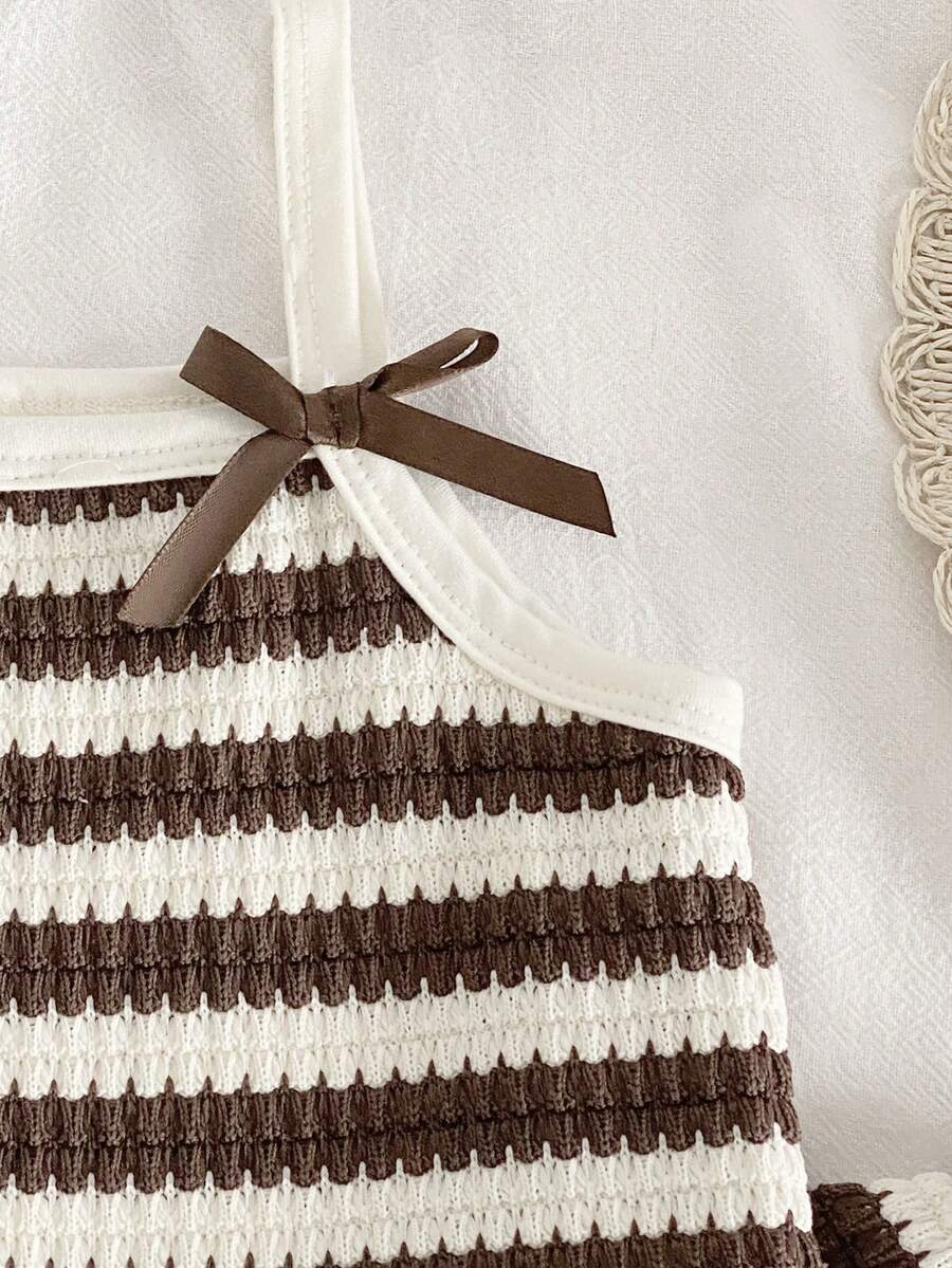Delicate Strap Top And Solid Pants Set For Toddler Girls Casual Outfit