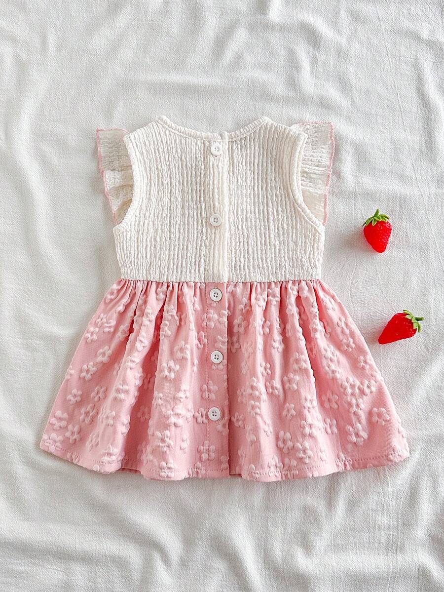 Baby Lace Collar Pink Bow Dress for Elegant Retro Summer Wear