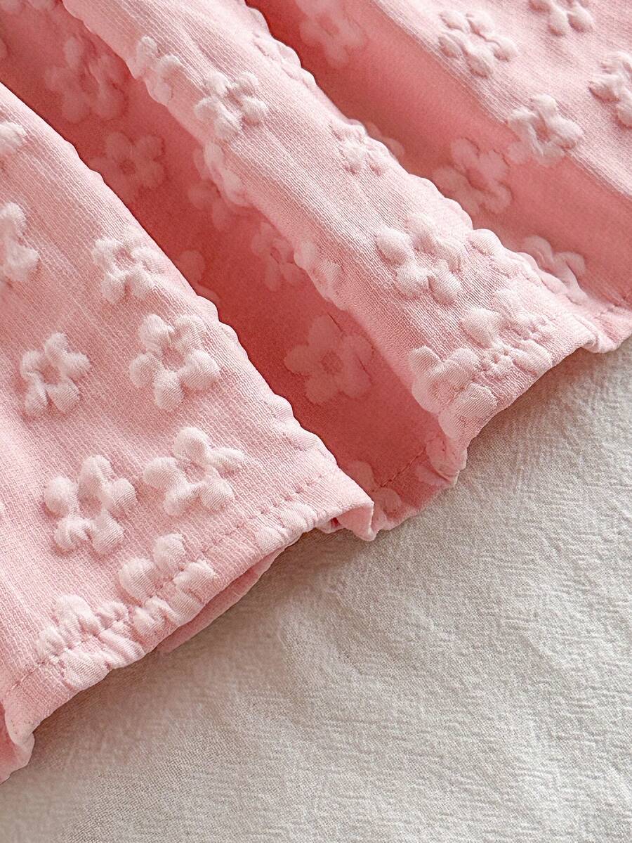 Baby Lace Collar Pink Bow Dress for Elegant Retro Summer Wear