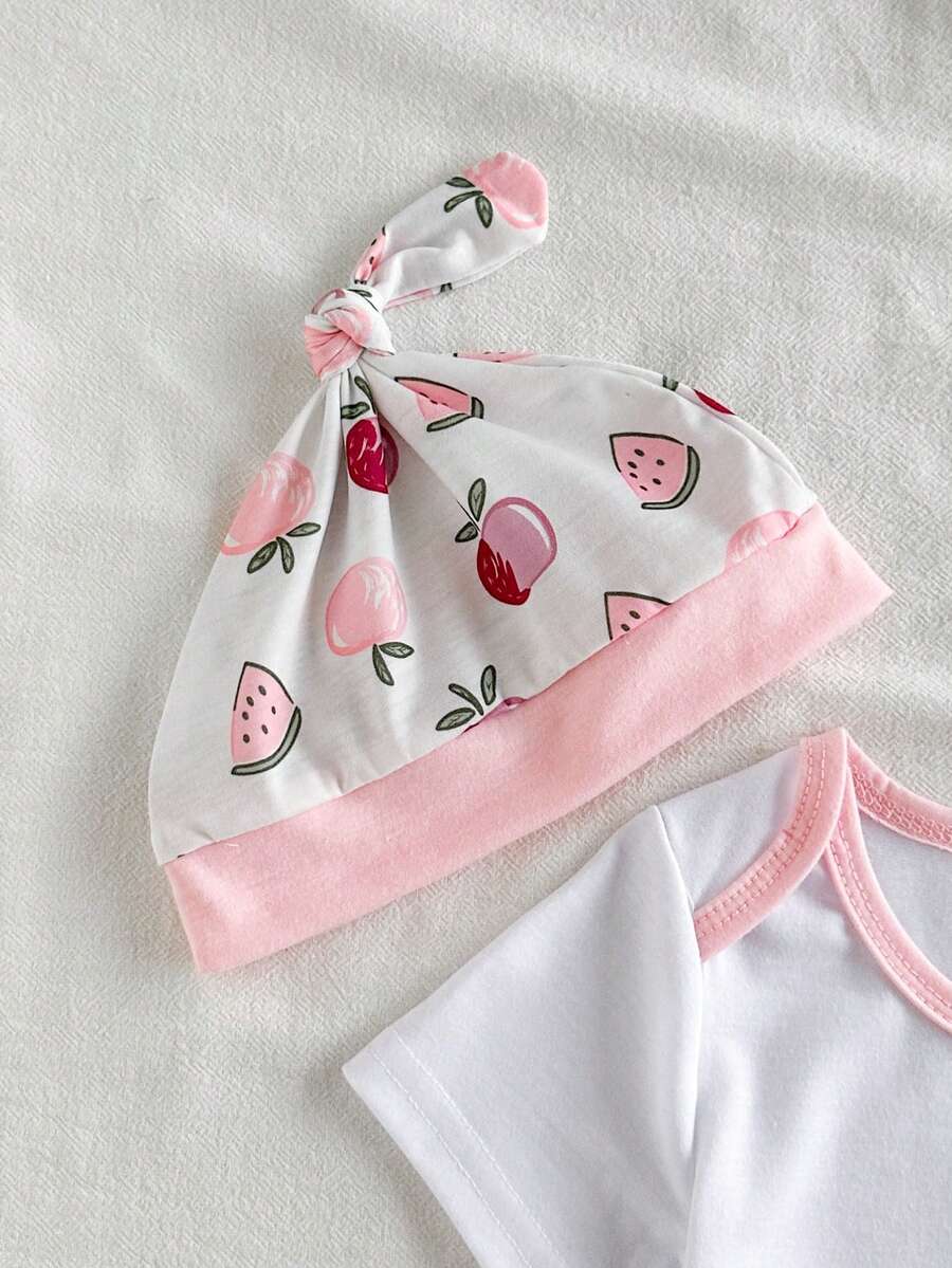 Elephant Print Bodysuit Pants Hat Gloves and Bib Set for Cute Daily Wear