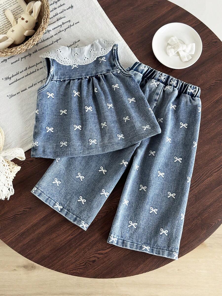 Elegant Countryside Outfit Set For Baby Girls With Embroidered Detail