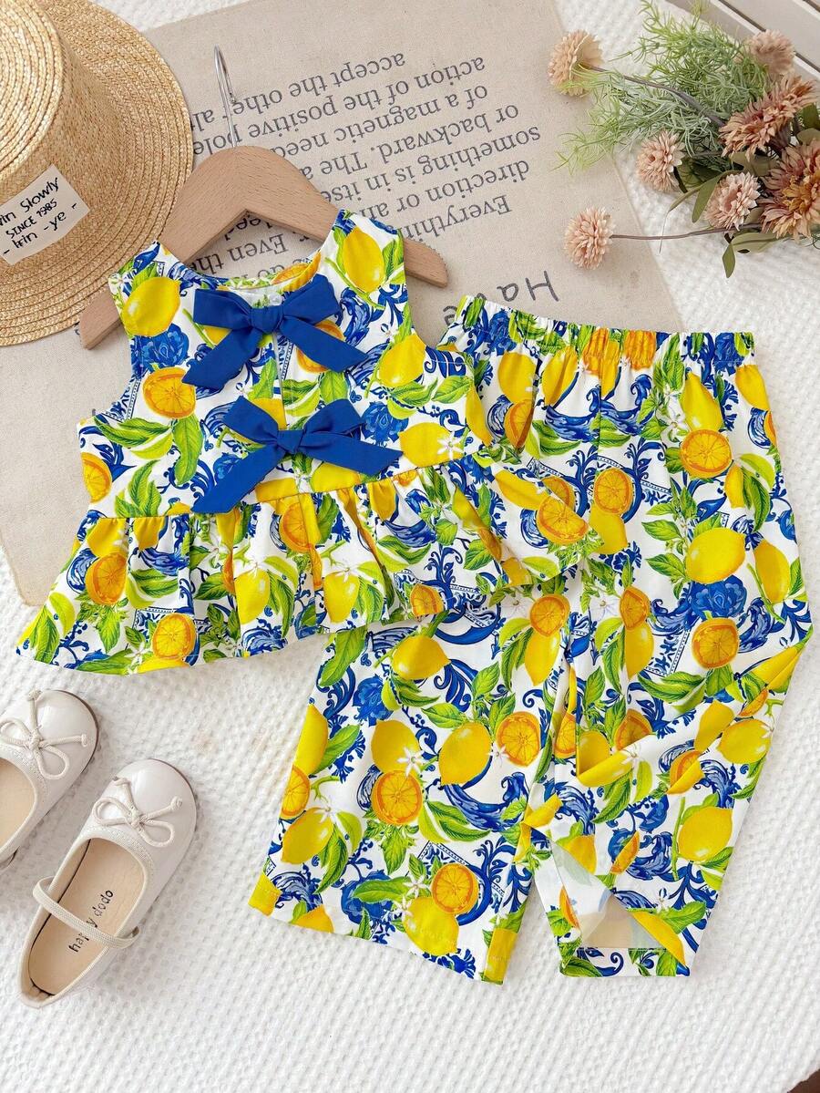 Casual Summer Pants Outfit For Kids Girls Ditsy Floral Fashion Wear