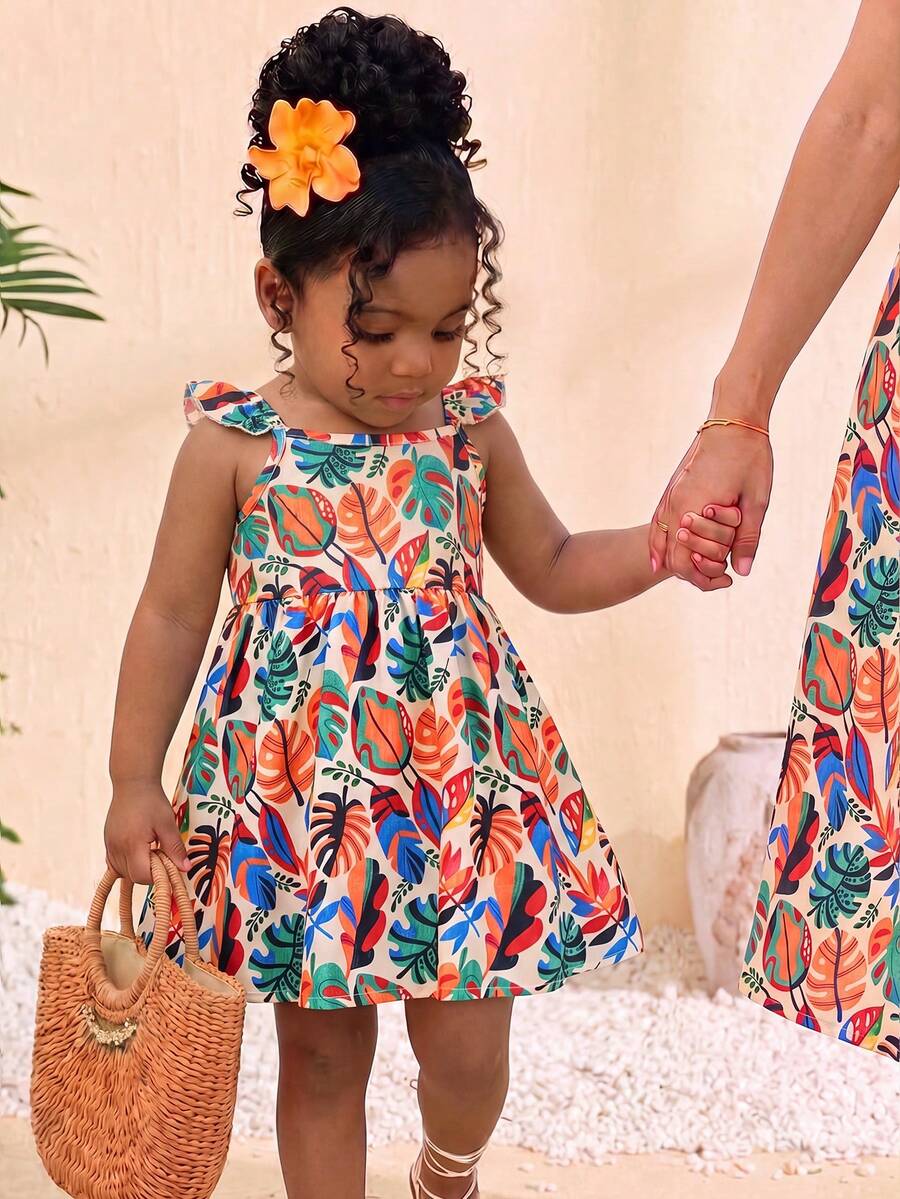 Baby Girl Retro Vintage Floral Dress - Sleeveless Elastic Waist Casual Sundress