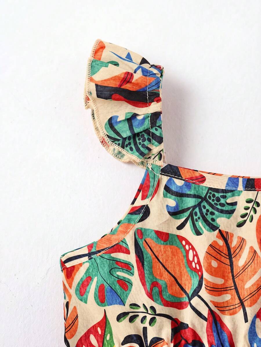 Baby Girl Retro Vintage Floral Dress - Sleeveless Elastic Waist Casual Sundress