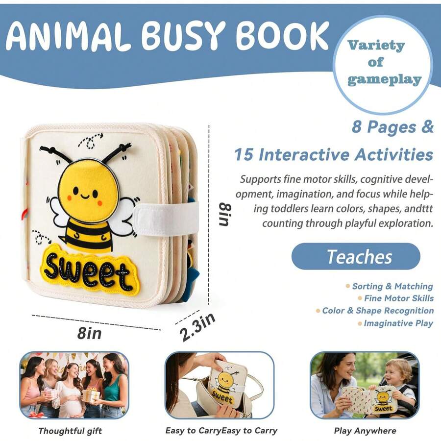 Felt Quiet Book for Babies – Interactive Animal Learning Toy