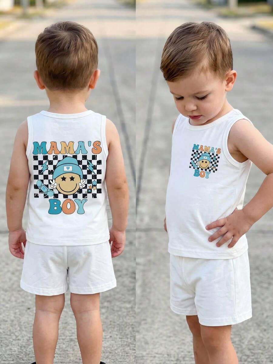 Baby Boy Striped Tank Top and Animal Embroidered Shorts 2 Piece Casual Summer Outfit Set