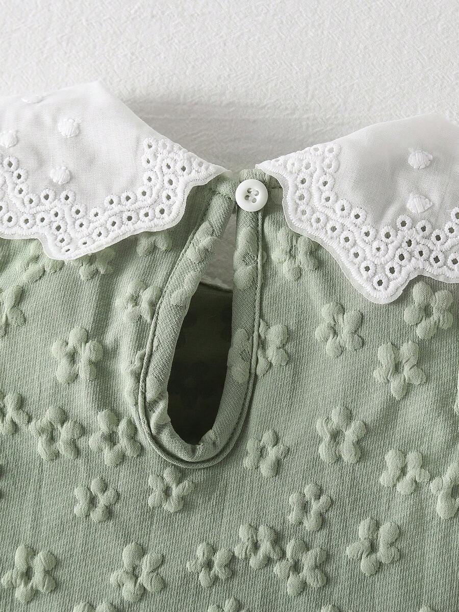 Little Girls Princess Pink Dress With Peter Pan Collar And Lace Detail