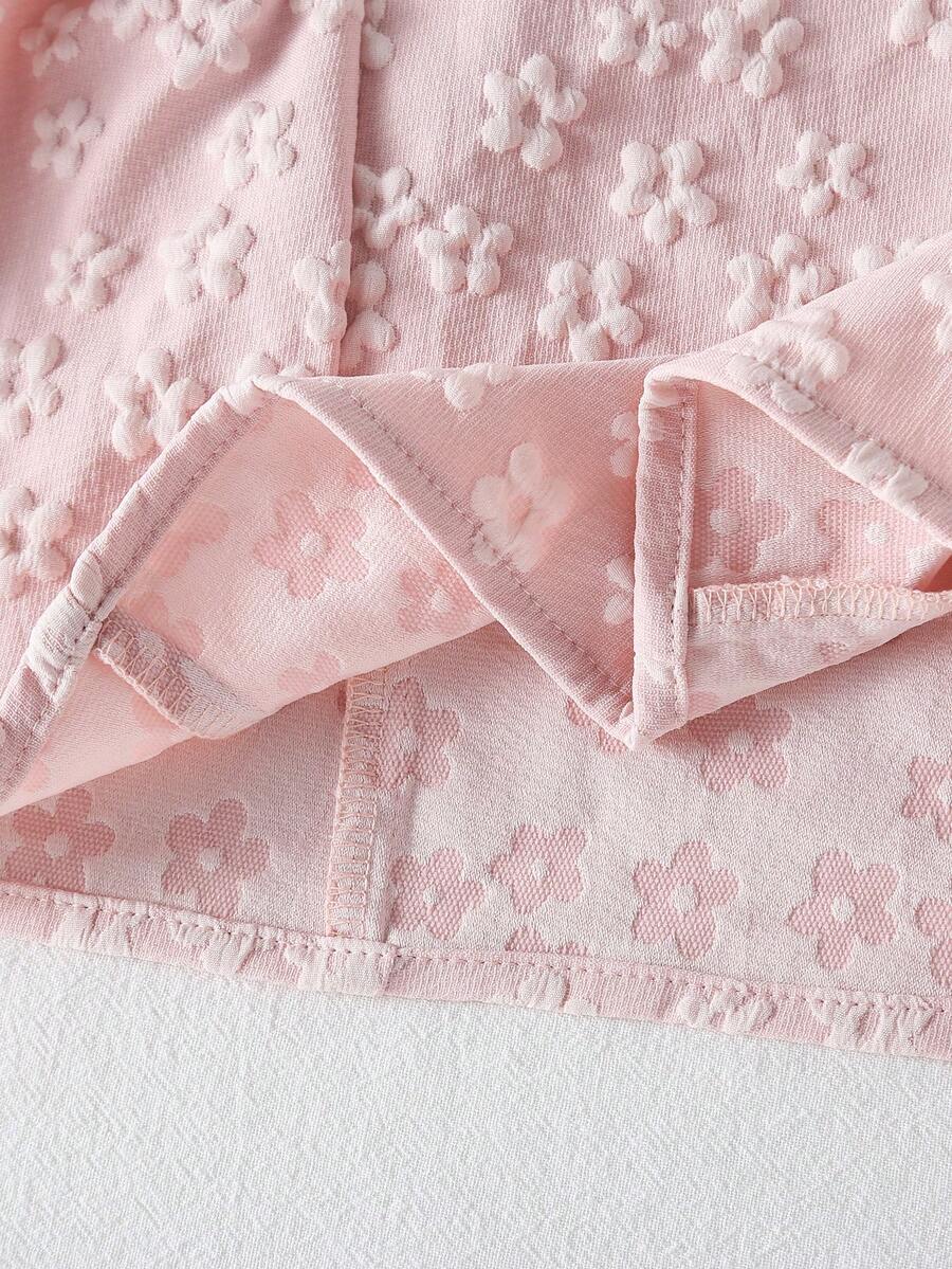 Little Girls Princess Pink Dress With Peter Pan Collar And Lace Detail