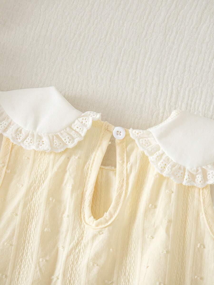 Little Girls Princess Pink Dress With Peter Pan Collar And Lace Detail