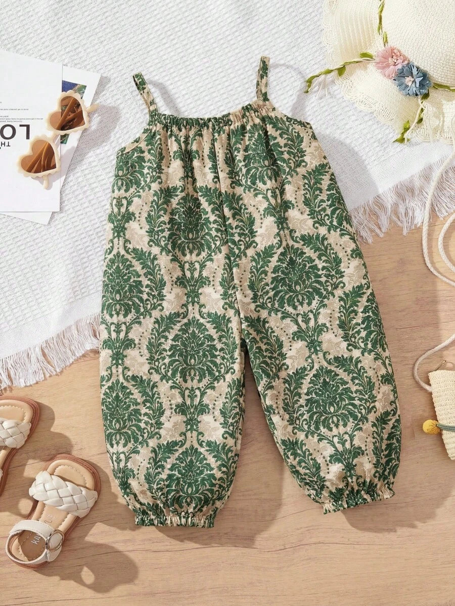Baby Girl Casual Spaghetti Strap Jumpsuit Cute Sleeveless Summer Vacation Outfit For Newborn Infant Toddler Girls