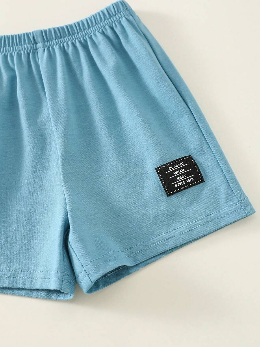 Baby Boy Animal Crayon Print T Shirt and Knitted Shorts 2 Piece Casual Spring Summer Outfit Set