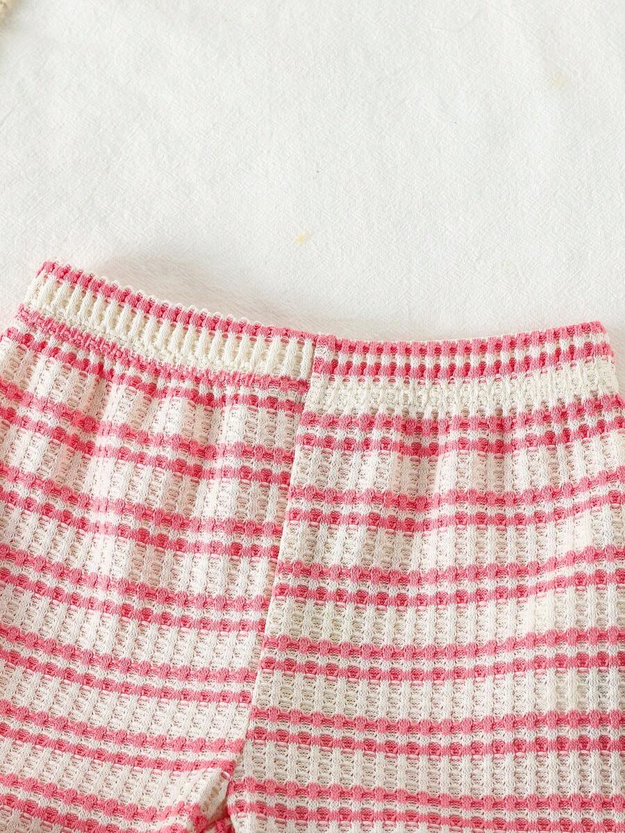 Cute Ruffle Sleeve Outfit Set For Little Girls Colorful Striped Clothing