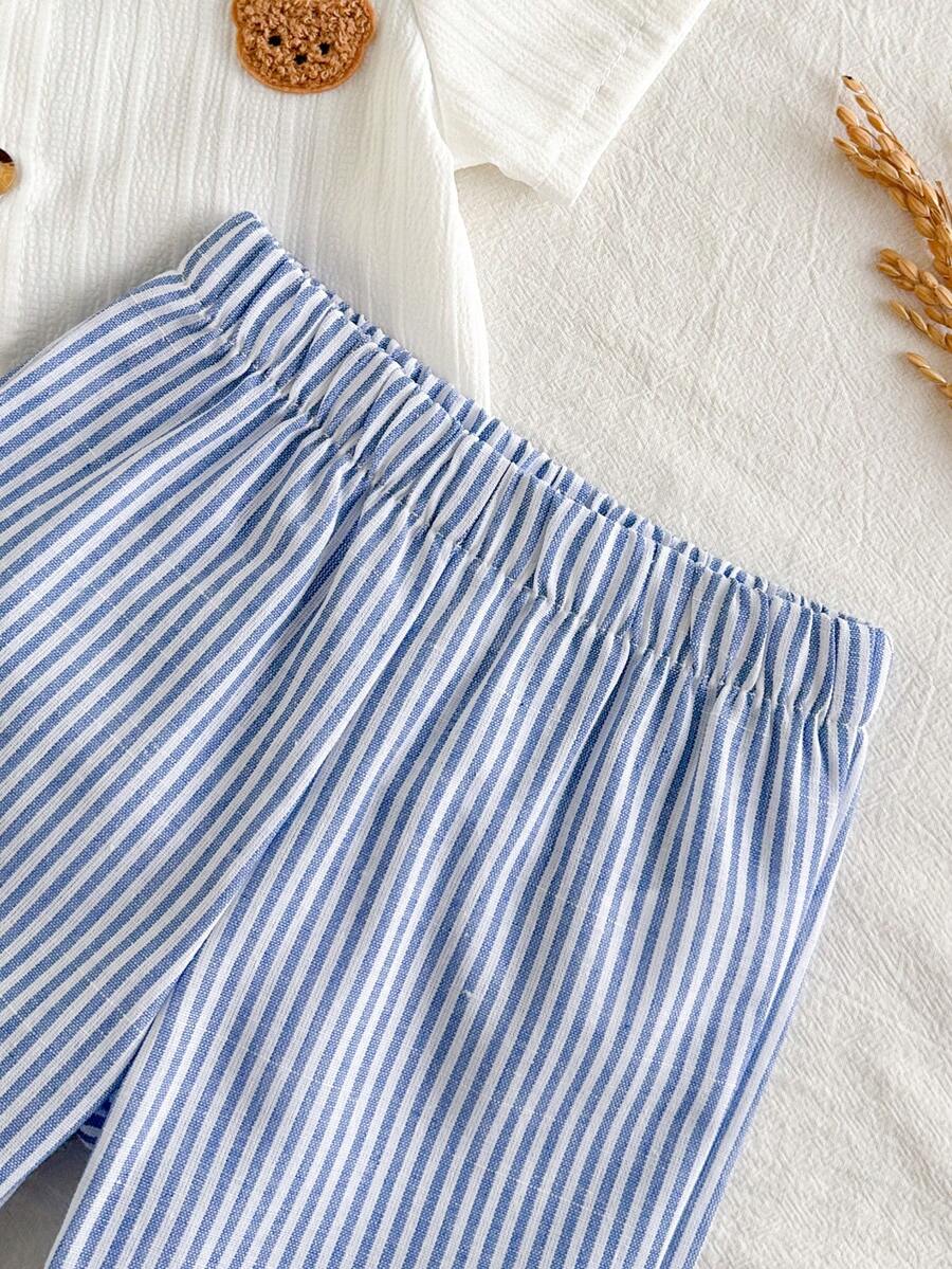 2PCS Baby Boy Gentleman Style Shirt and Shorts Set for Stylish Summer Daily Wear