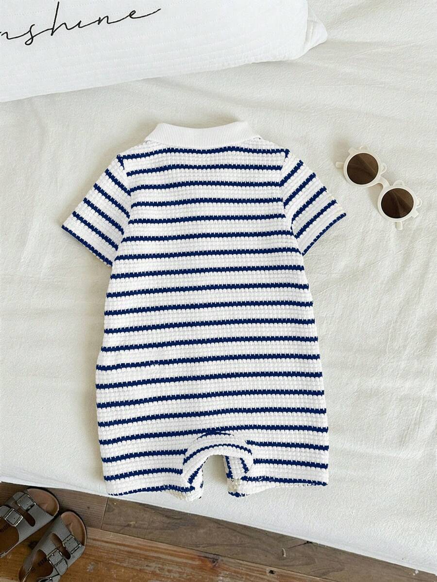 Baby Boy Plaid Short Sleeve Romper Formal Summer Outfit for Birthday Party Christening and Special Occasions