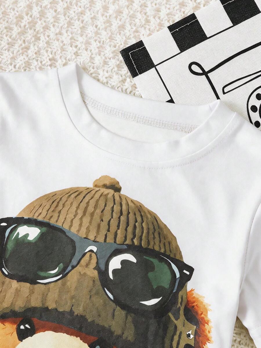 Cute Cartoon Car and Animal Pattern 2pcs Summer Suit for Boys