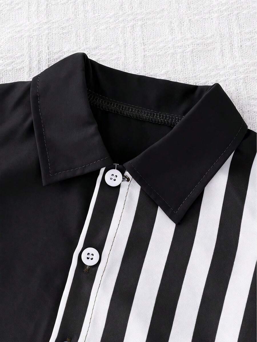 2pcs/Set Baby Boy Casual Striped Polo Collar Top & Shorts Summer Clothes