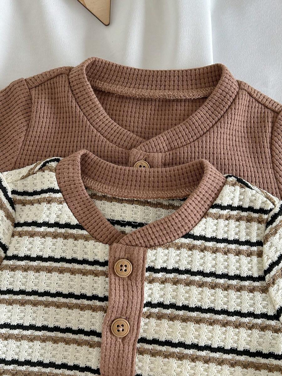 Striped Bodysuit and Shorts 4 Piece Outfit Set for Cute Summer Daily Wear
