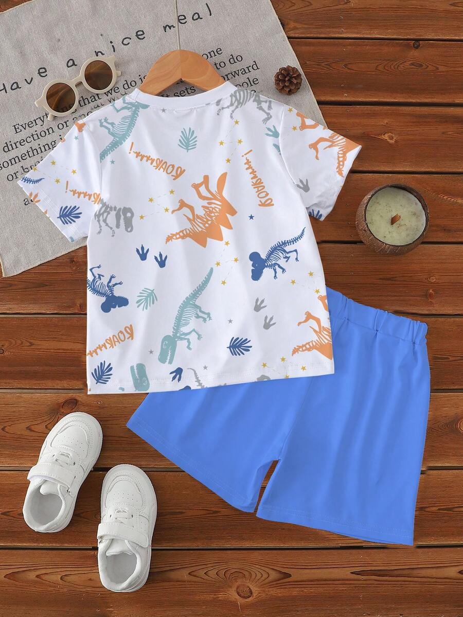 Fashionable 6pcs/Set Baby Boys' Lettering Graphic Tee and Shorts Collection