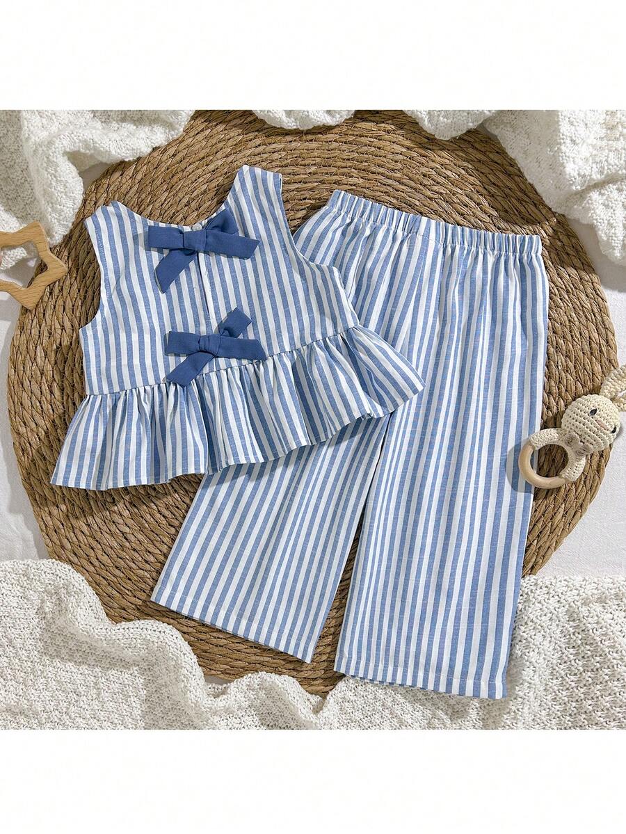 Casual Summer Pants Outfit For Kids Girls Ditsy Floral Fashion Wear