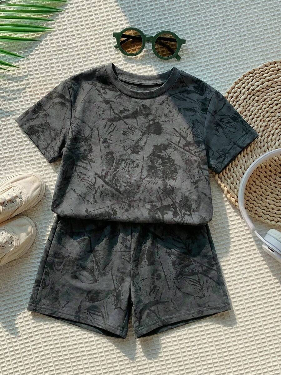 Baby Boy Brave Text Graphic Print T Shirt and Shorts Casual Summer Outfit Set