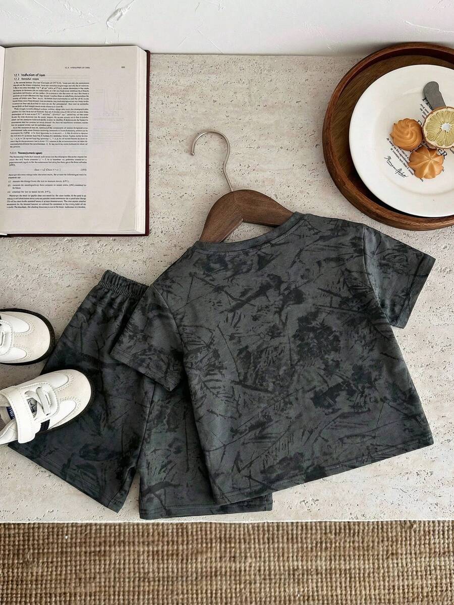 Baby Boy Brave Text Graphic Print T Shirt and Shorts Casual Summer Outfit Set