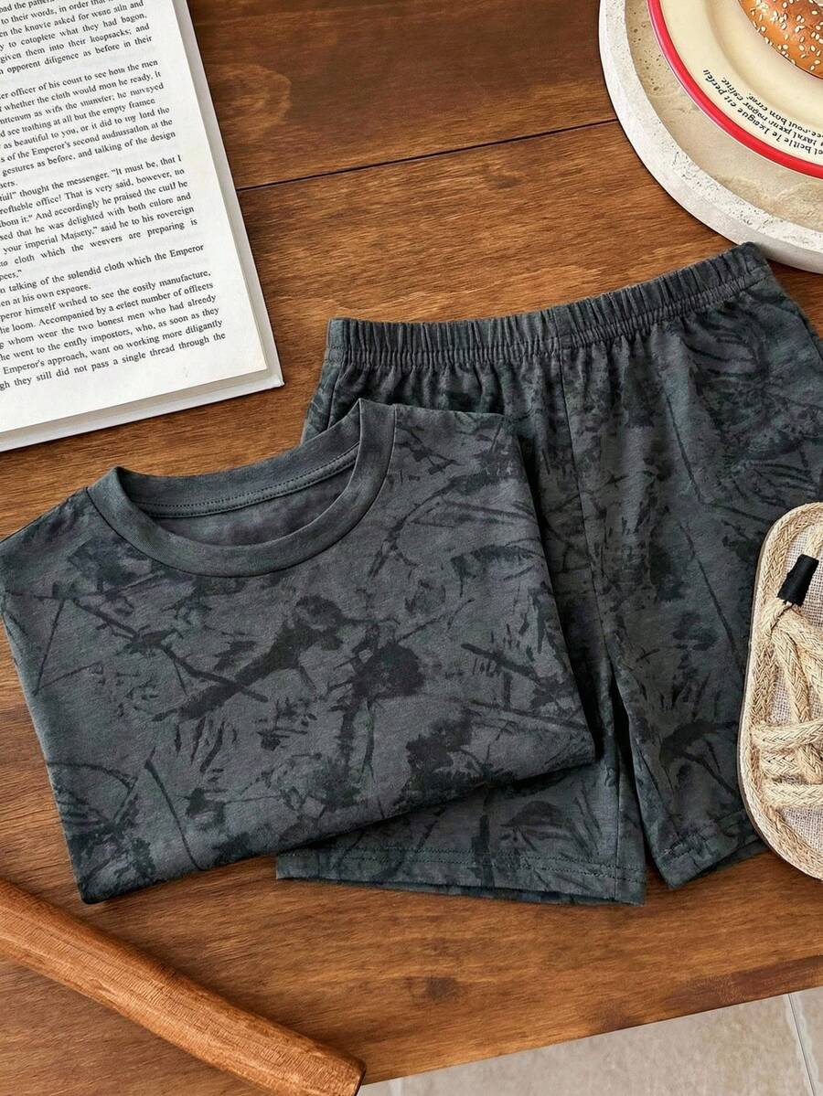 Baby Boy Brave Text Graphic Print T Shirt and Shorts Casual Summer Outfit Set