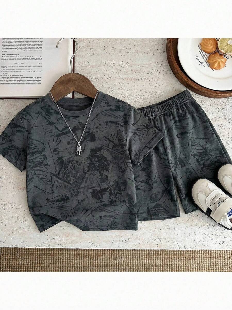 Baby Boy Brave Text Graphic Print T Shirt and Shorts Casual Summer Outfit Set