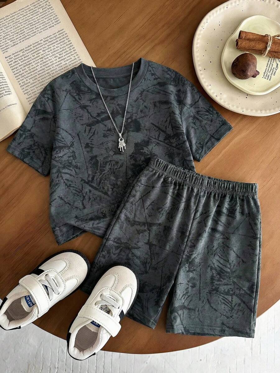 Baby Boy Brave Text Graphic Print T Shirt and Shorts Casual Summer Outfit Set