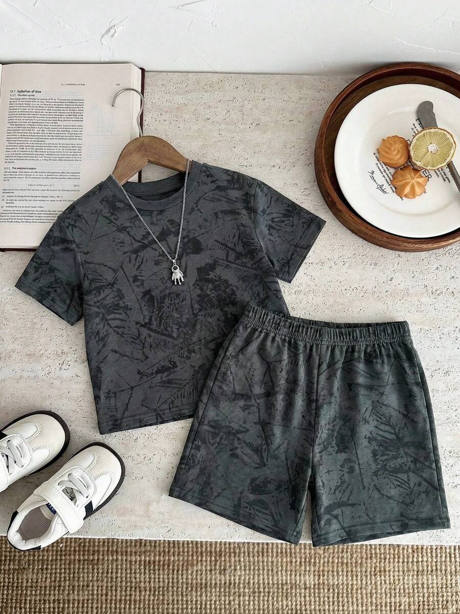 Baby Boy Brave Text Graphic Print T Shirt and Shorts Casual Summer Outfit Set