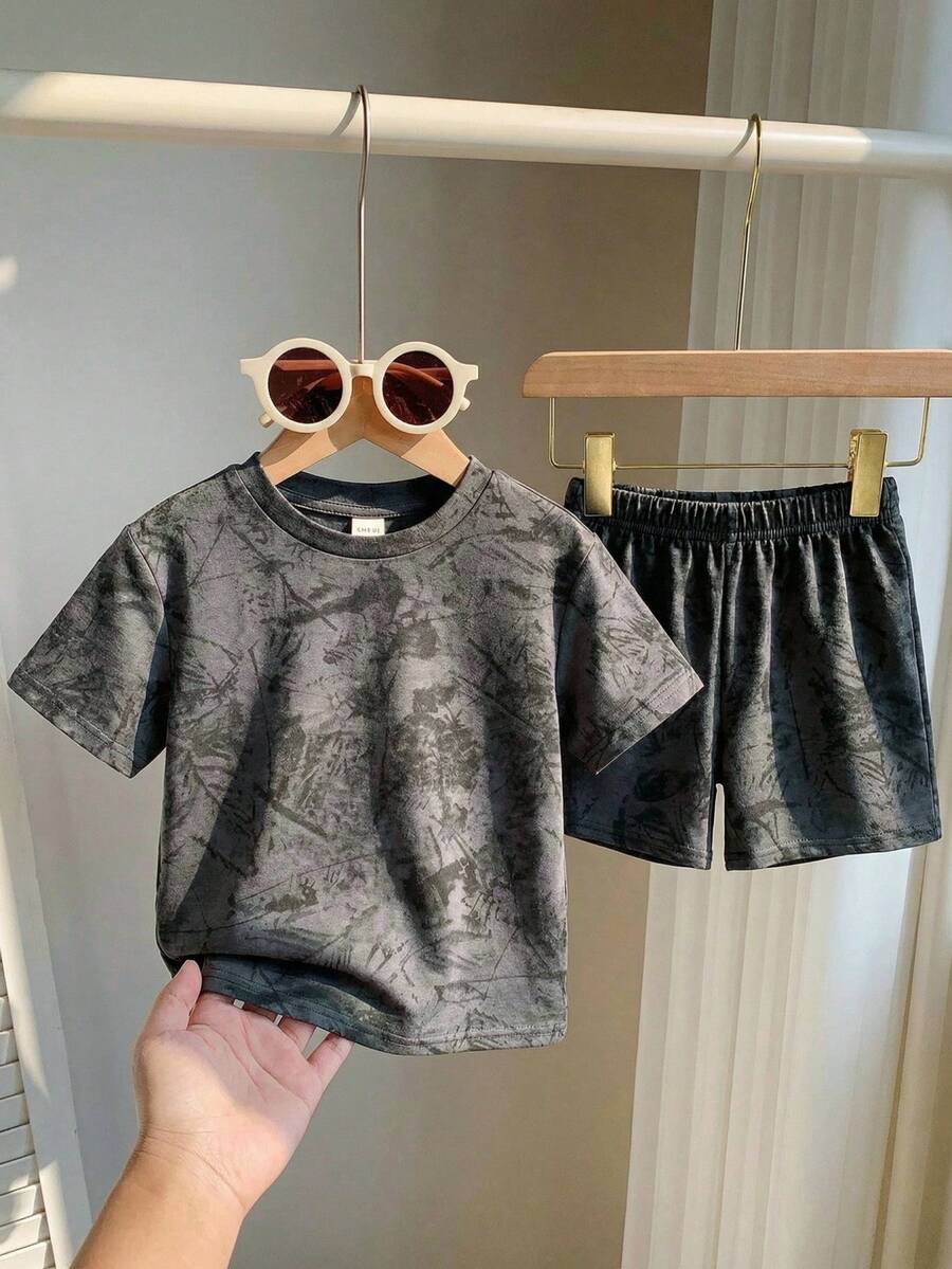Baby Boy Brave Text Graphic Print T Shirt and Shorts Casual Summer Outfit Set
