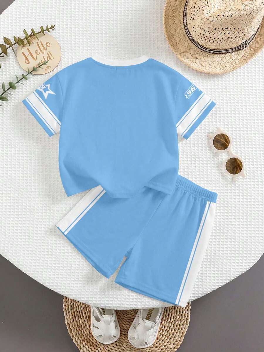 Baby Boy Brave Text Graphic Print T Shirt and Shorts Casual Summer Outfit Set