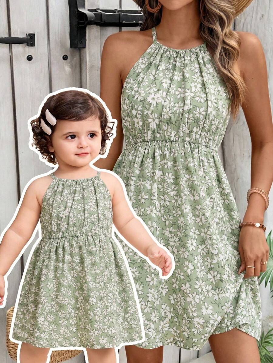 Baby Girl Leopard Print Sleeveless Dress Cute Summer Vacation Outfit Mommy and Me Matching Look